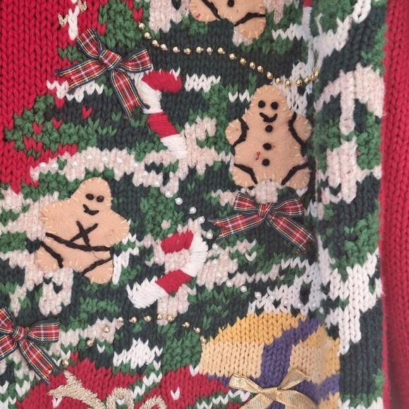 Heirloom Collectibles PL Vintage Christmas Sweater Cardigan Bears School Teacher - Picture 9 of 16